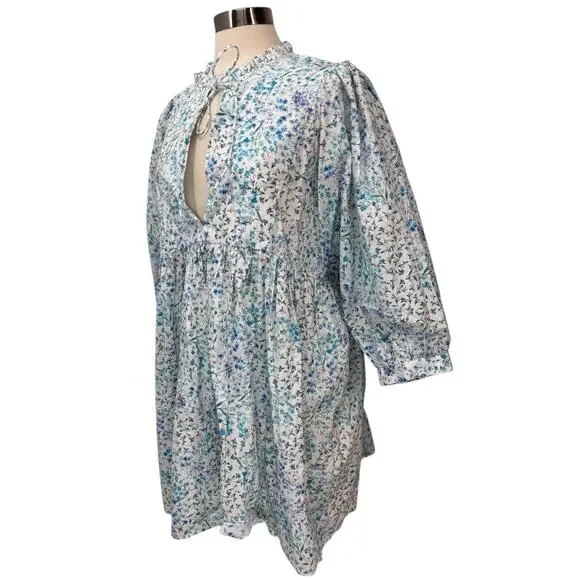 ZARA Blogger Fave Floral Printed Poplin Mini Babydoll Dress - Picture 6 of 10